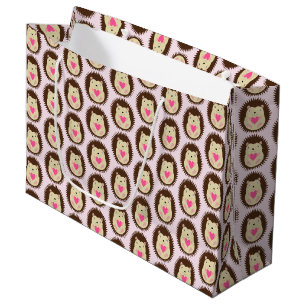 Pretty Pink Baby Girl Hedgehog Patterned Large Gift Bag