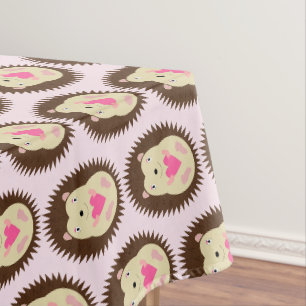 Pretty Pink Baby Girl Hedgehog Patterned Tablecloth