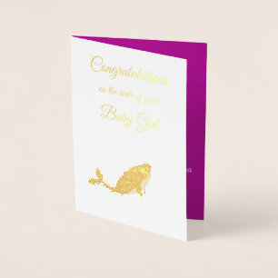 Pretty Pink Baby Girl Narwhal Congratulations Foil Card