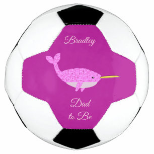 Pretty Pink Baby Girl Narwhal Dad to be Custom Football