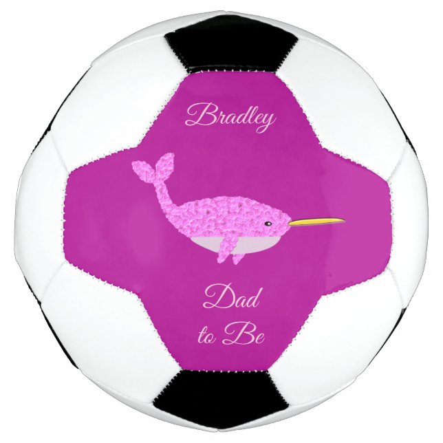 Pretty Pink Baby Girl Narwhal Dad to be Custom Football (Front)