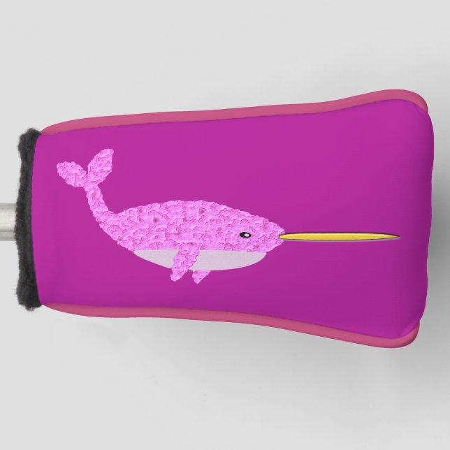 Pretty Pink Baby Girl Narwhal Golf Head Cover (Front)