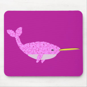 Pretty Pink Baby Girl Narwhal Mouse Mat