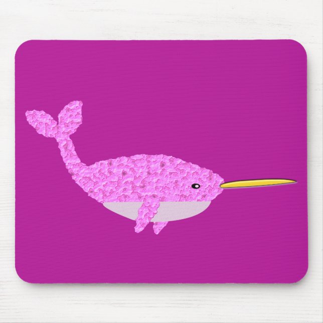 Pretty Pink Baby Girl Narwhal Mouse Mat (Front)