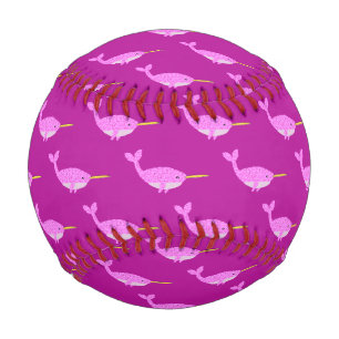 Pretty Pink Baby Girl Narwhal Patterned Baseball