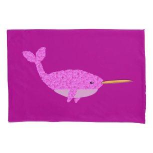 Pretty Pink Baby Girl Narwhal Patterned Pillowcase