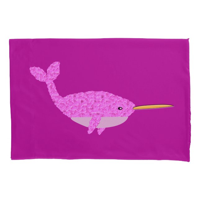 Pretty Pink Baby Girl Narwhal Patterned Pillowcase (Front)