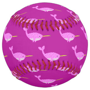 Pretty Pink Baby Girl Narwhal Patterned Softball