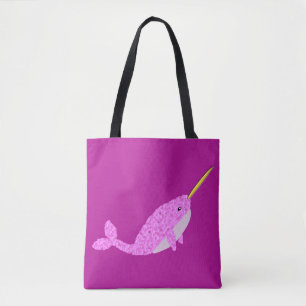 Pretty Pink Baby Girl Narwhal Patterned Tote Bag