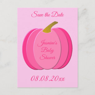 Pretty Pink Baby Girl Pumpkin Baby Shower Custom Postcard