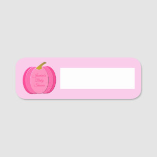 Pretty Pink Baby Girl Pumpkin Custom Baby Shower Name Tag
