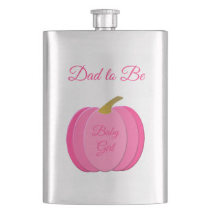 Pretty Pink Baby Girl Pumpkin Custom Dad to Be Hip Flask