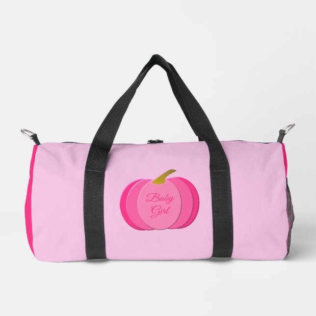 Pretty Pink Baby Girl Pumpkin Custom Diaper Bag (Front)
