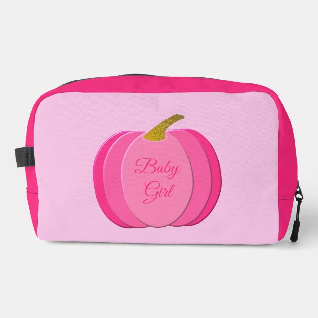 Pretty Pink Baby Girl Pumpkin Custom Dopp Kit (Front)