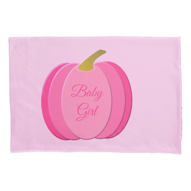 Pretty Pink Baby Girl Pumpkin Custom Double Sided Pillowcase (Front)