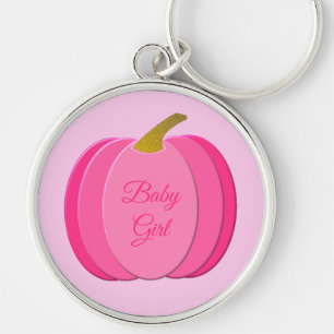 Pretty Pink Baby Girl Pumpkin Custom Key Ring