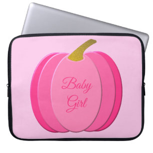 Pretty Pink Baby Girl Pumpkin Custom Laptop Sleeve
