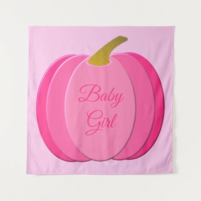 Pretty Pink Baby Girl Pumpkin Custom Tapestry (Front)