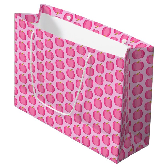 Pretty Pink Baby Girl Pumpkin Patterned Large Gift Bag (Front Angled)