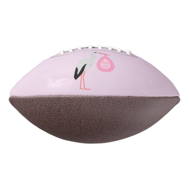 Pretty Pink Baby Girl Stork American Football (Rotated 270)