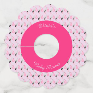 Pretty Pink Baby Girl Stork Custom Baby Shower Wine Glass Tag