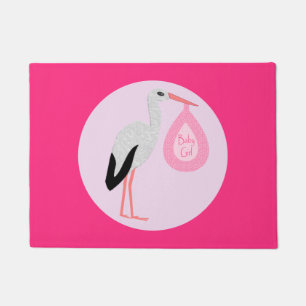 Pretty Pink Baby Girl Stork Doormat