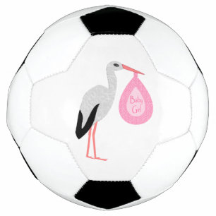 Pretty Pink Baby Girl Stork Football