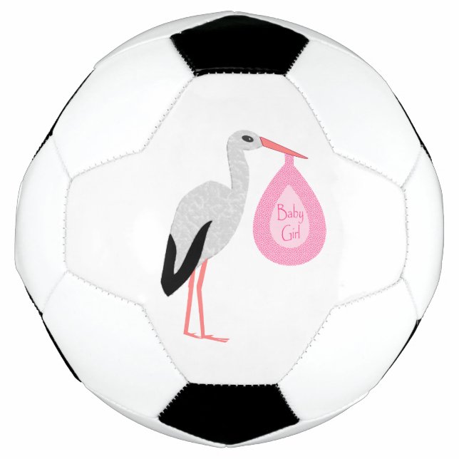 Pretty Pink Baby Girl Stork Football (Front)
