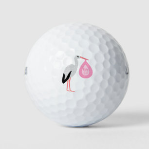 Pretty Pink Baby Girl Stork Golf Balls