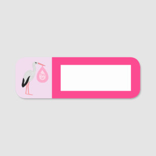 Pretty Pink baby Girl Stork Name Tag