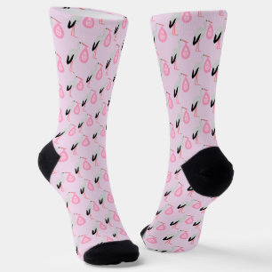 Pretty Pink Baby Girl Stork Patterned Socks