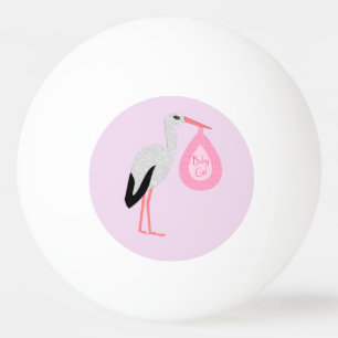 Pretty Pink Baby Girl Stork Ping Pong Ball