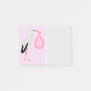Pretty Pink Baby Girl Stork Post-it Notes