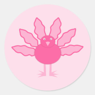 Pretty Pink Baby Girl Thanksgiving Turkey Classic Round Sticker