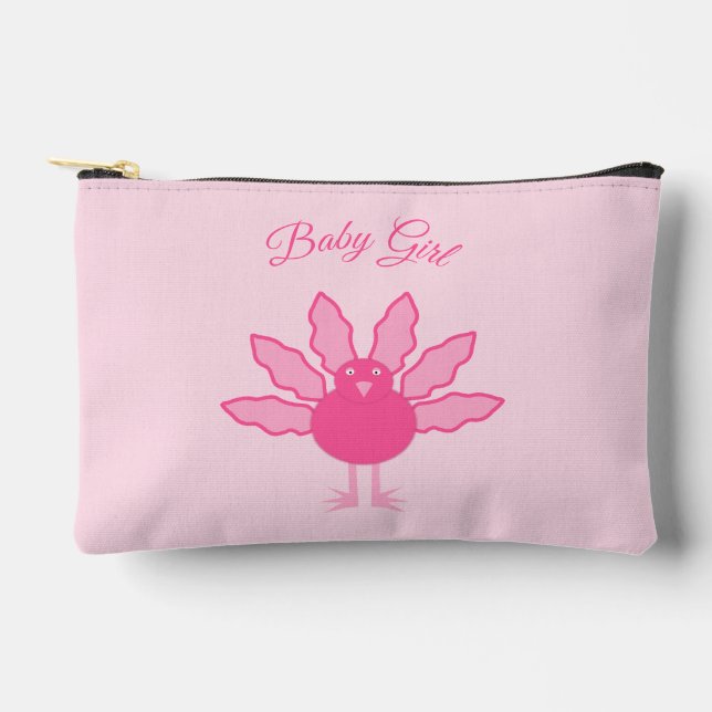Pretty Pink Baby Girl Thanksgiving Turkey Custom Accessory Pouch (Front)