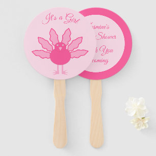 Pretty Pink Baby Girl Thanksgiving Turkey Custom Hand Fan