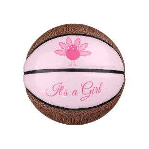 Pretty Pink Baby Girl Thanksgiving Turkey Custom Mini Basketball