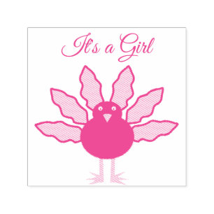 Pretty Pink Baby Girl Thanksgiving Turkey Custom Self-inking Stamp