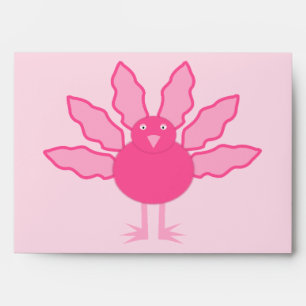 Pretty Pink Baby Girl Thanksgiving Turkey Envelope