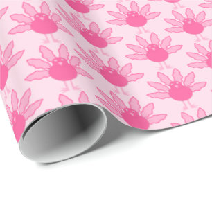 Pretty Pink Baby Girl Thanksgiving Turkey Pattern Wrapping Paper