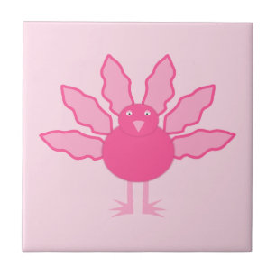Pretty Pink Baby Girl Thanksgiving Turkey Tile