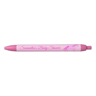 Pretty Pink Baby Girl Unicorn Baby Shower Custom Black Ink Pen