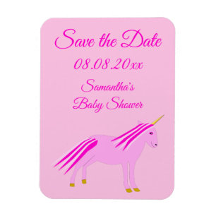 Pretty Pink Baby Girl Unicorn Baby Shower Custom Magnet