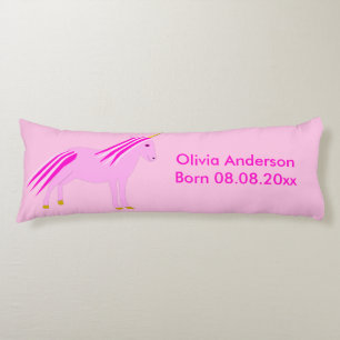 Pretty Pink Baby Girl Unicorn Custom Birth Body Cushion
