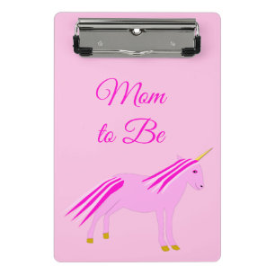 Pretty Pink Baby Girl Unicorn Custom Mum to be Mini Clipboard