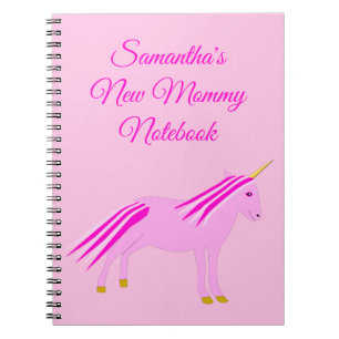 Pretty Pink Baby Girl Unicorn Custom New Mommy Notebook