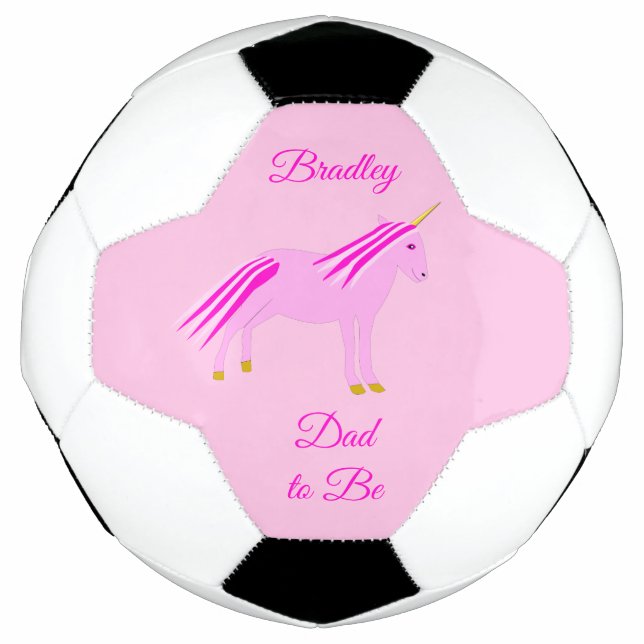 Pretty Pink Baby Girl Unicorn Dad to Be Custom Football (Front)