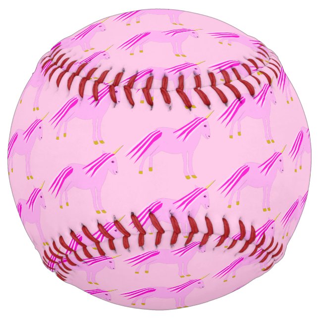 Pretty Pink Baby Girl Unicorn Patterned Softball (Front)