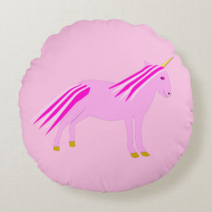 Pretty Pink Baby Girl Unicorn Round Cushion