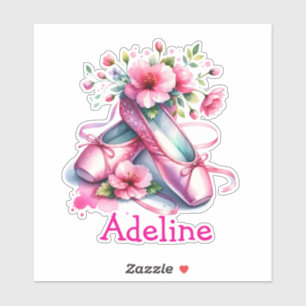 Pretty Pink Ballet Shoes and Flowers Personalised